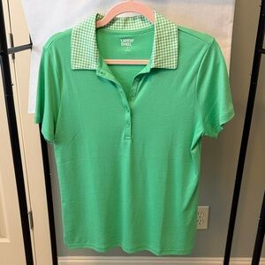 Lands' End Green Button Down Polo Shirt